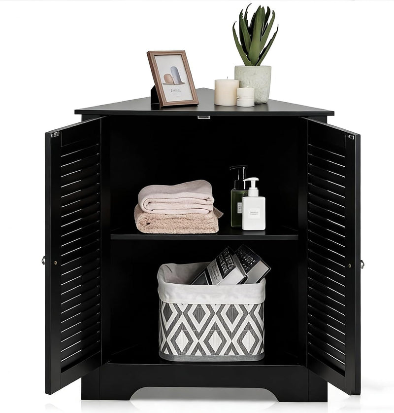 Floor Storage Cabinet Multipurpose Corner Shelf with Double