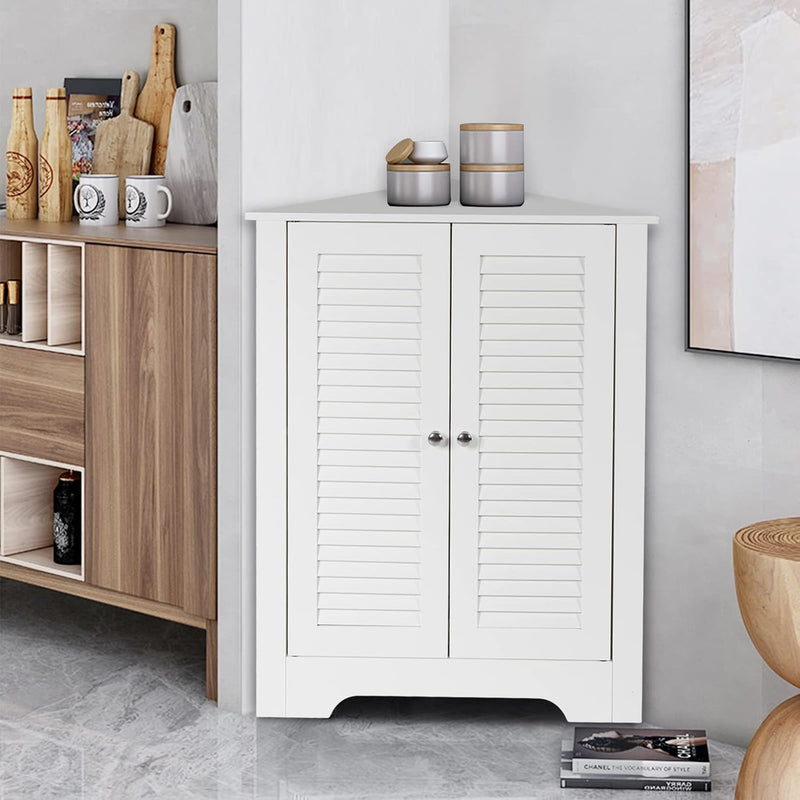 Floor Storage Cabinet Multipurpose Corner Shelf with Double