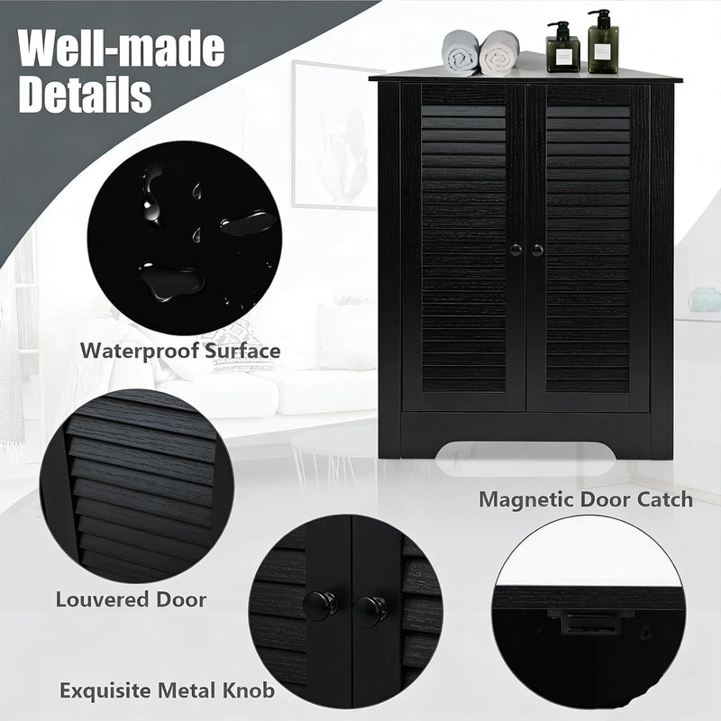 Floor Storage Cabinet Multipurpose Corner Shelf with Double