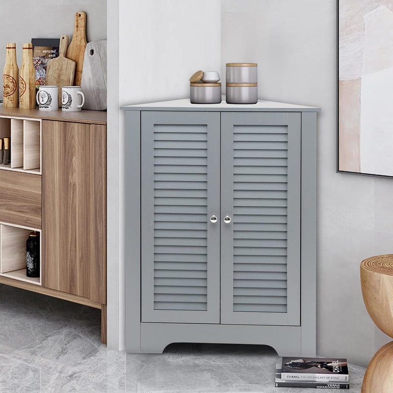 Floor Storage Cabinet Multipurpose Corner Shelf with Double