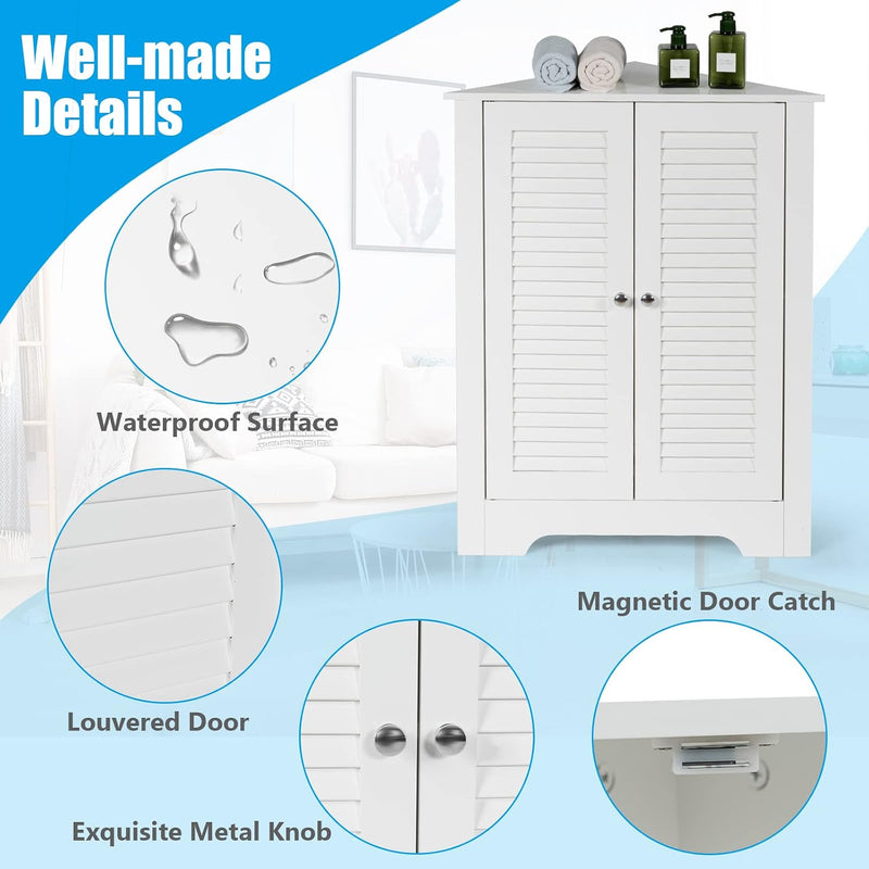Floor Storage Cabinet Multipurpose Corner Shelf with Double