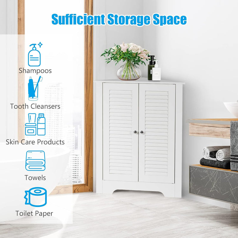 Floor Storage Cabinet Multipurpose Corner Shelf with Double