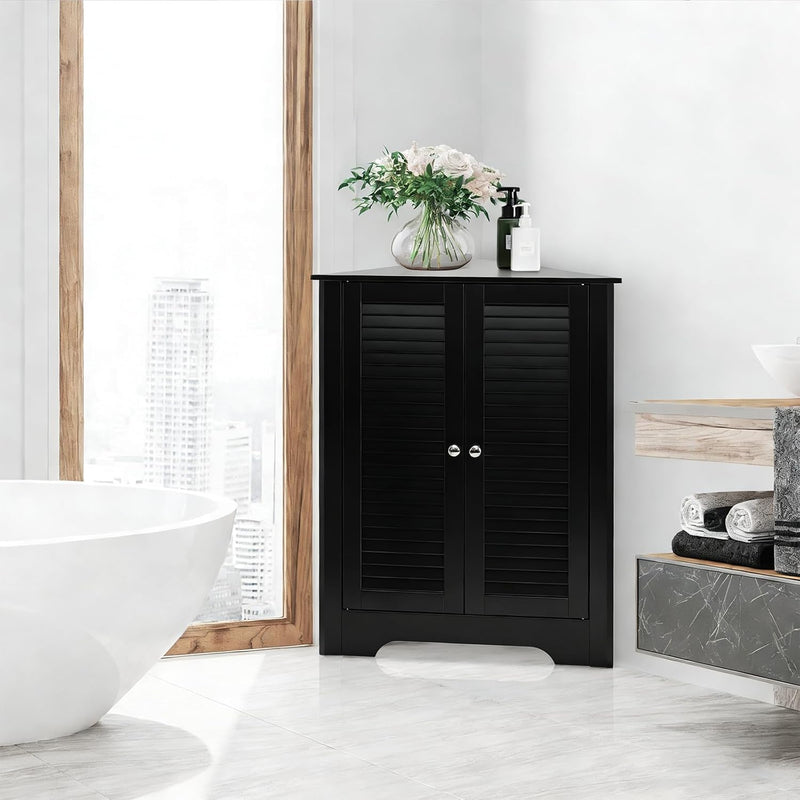 Floor Storage Cabinet Multipurpose Corner Shelf with Double