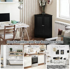 Floor Storage Cabinet Multipurpose Corner Shelf with Double