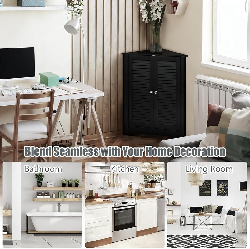 Floor Storage Cabinet Multipurpose Corner Shelf with Double