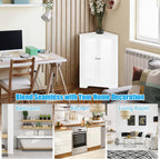 Floor Storage Cabinet Multipurpose Corner Shelf with Double