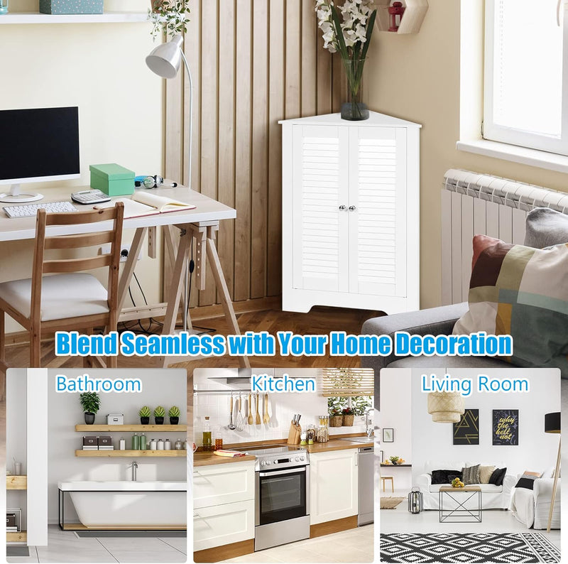 Floor Storage Cabinet Multipurpose Corner Shelf with Double