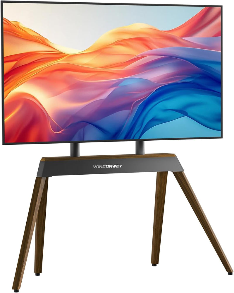 Floor TV Stand Modern Wood Iron Furniture Holds