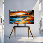 Floor TV Stand Modern Wood Iron Furniture Holds