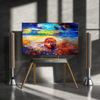 Floor TV Stand Modern Wood Iron Furniture Holds
