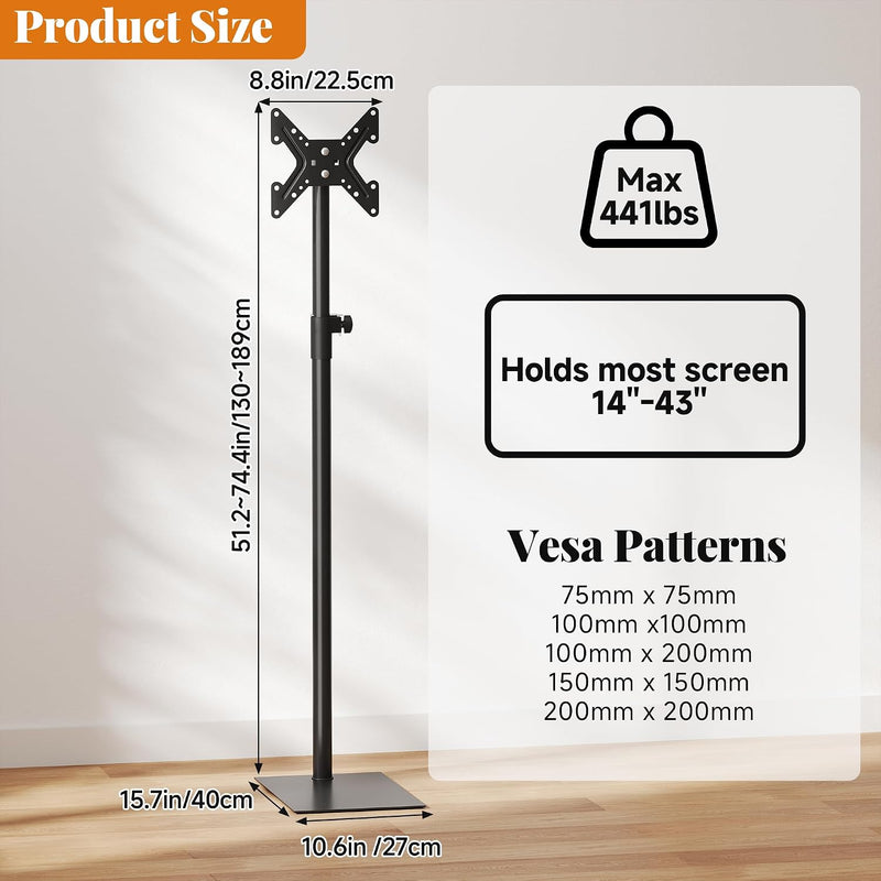 Floor TV Stand Swivel Universal Tall Adjustable Height