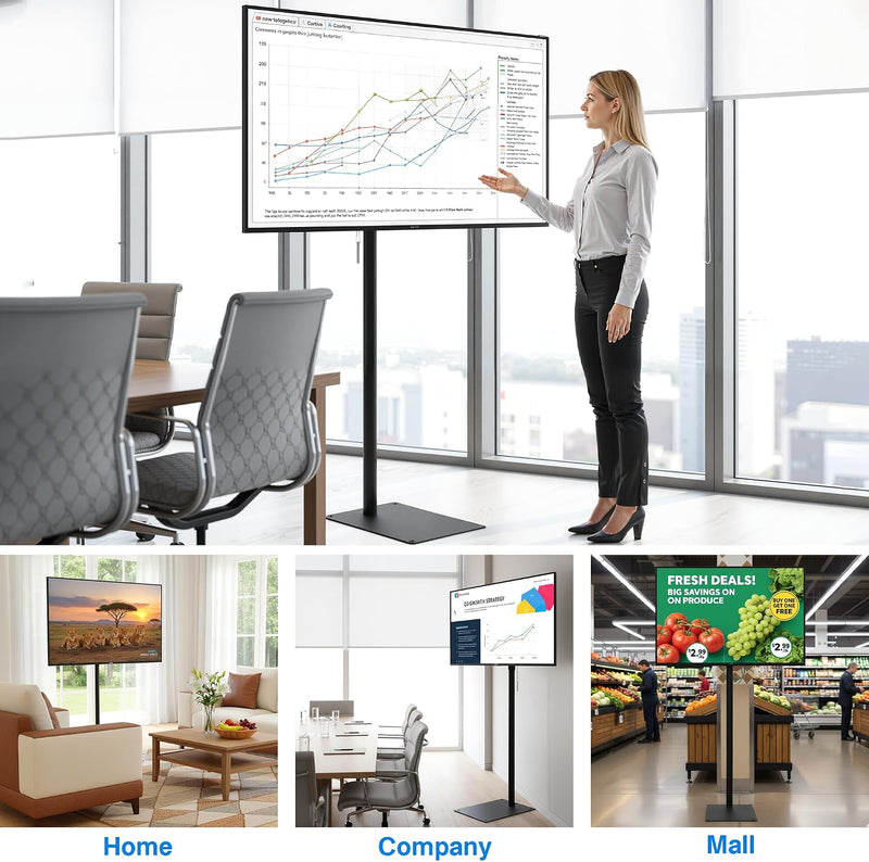Floor TV Stand Swivel Universal Tall Adjustable Height