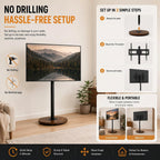 Floor TV Stand with Hidden Wheels 40–75 Inch