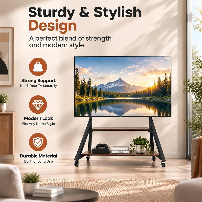 Floor TV Stand with Shelves
