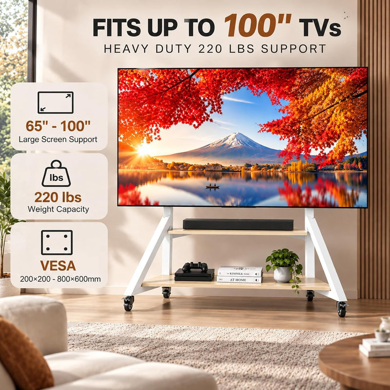 Floor TV Stand with Shelves