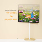 Floor TV Stand with Wheels Adjustable Height Wooden