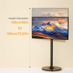 Floor TV Stand with Wheels Adjustable Height Wooden