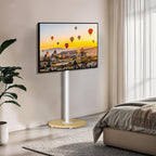 Floor TV Stand with Wheels Adjustable Height Wooden