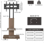 Floor TV Stand with Wheels Wood Shelves 40-75
