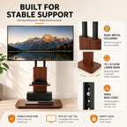 Floor TV Stand with Wheels Wood Shelves 40-75