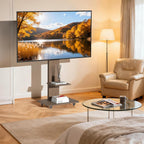 Floor TV Stand with Wheels Wood Shelves 40-75