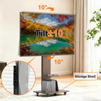 Floor TV Stand with Wheels Wood Shelves 40-75