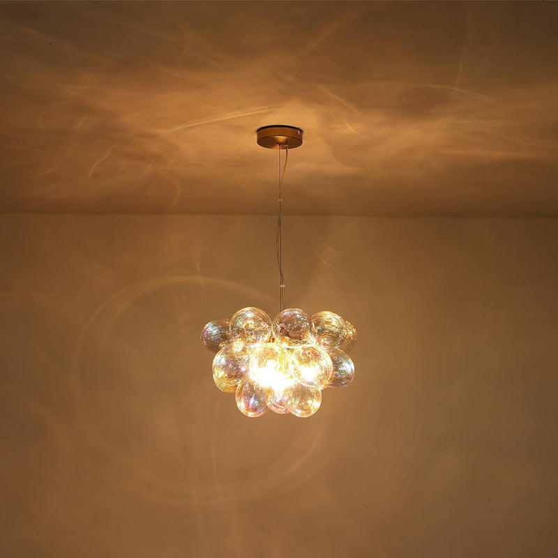 Floral Ceramic Glass Chandelier 5 Light E14 Dimmable