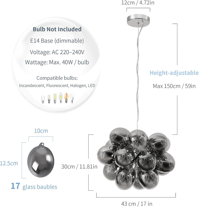 Floral Ceramic Glass Chandelier 5 Light E14 Dimmable