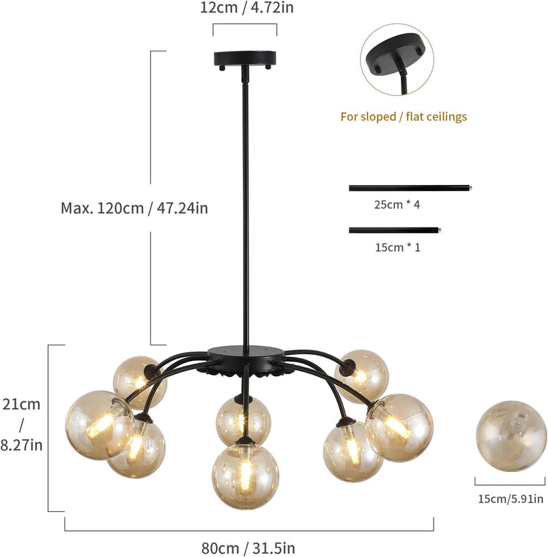 Floral Ceramic Glass Chandelier 5 Light E14 Dimmable