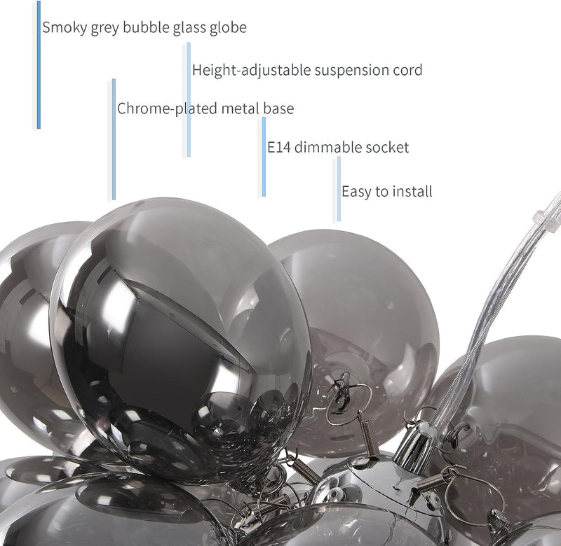 Floral Ceramic Glass Chandelier 5 Light E14 Dimmable