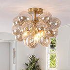 Floral Ceramic Glass Chandelier 5 Light E14 Dimmable