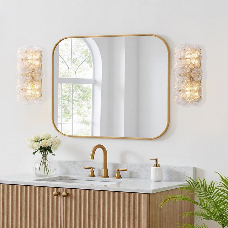 Floral Ceramic Glass Chandelier 5 Light E14 Dimmable