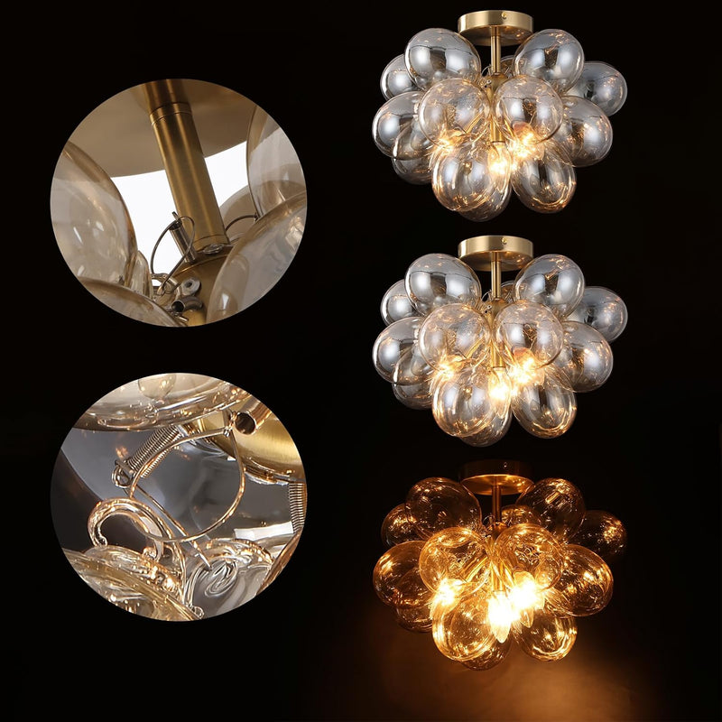 Floral Ceramic Glass Chandelier 5 Light E14 Dimmable