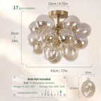 Floral Ceramic Glass Chandelier 5 Light E14 Dimmable