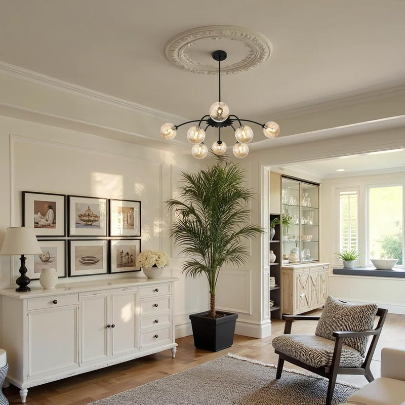 Floral Ceramic Glass Chandelier 5 Light E14 Dimmable
