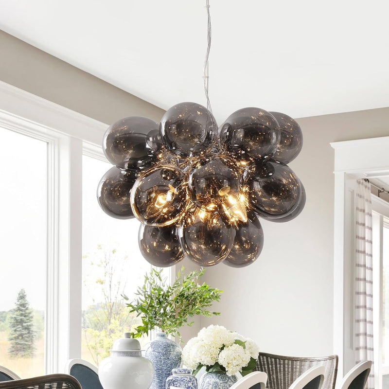 Floral Ceramic Glass Chandelier 5 Light E14 Dimmable
