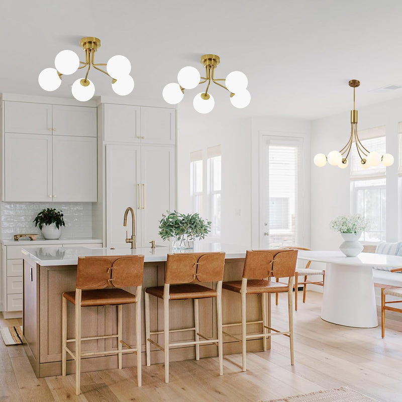Floral Ceramic Glass Chandelier 5 Light E14 Dimmable