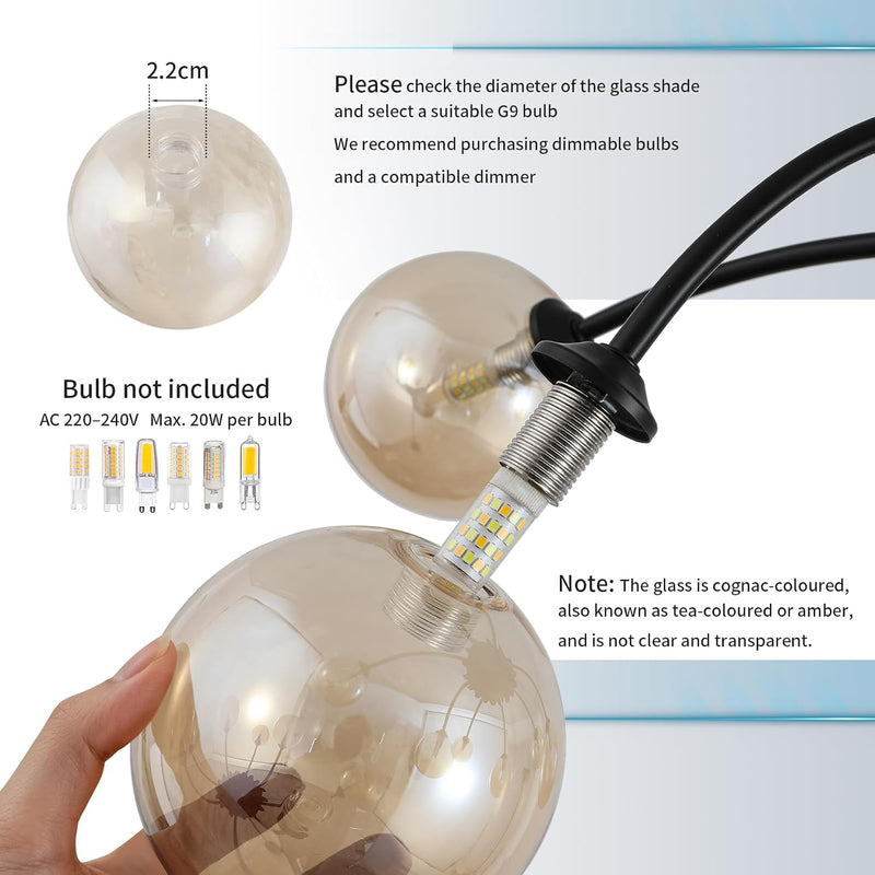 Floral Ceramic Glass Chandelier 5 Light E14 Dimmable