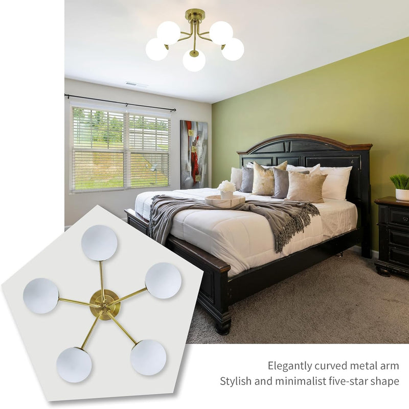 Floral Ceramic Glass Chandelier 5 Light E14 Dimmable