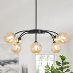 Floral Ceramic Glass Chandelier 5 Light E14 Dimmable