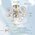 Floral Ceramic Glass Chandelier 5 Light E14 Dimmable