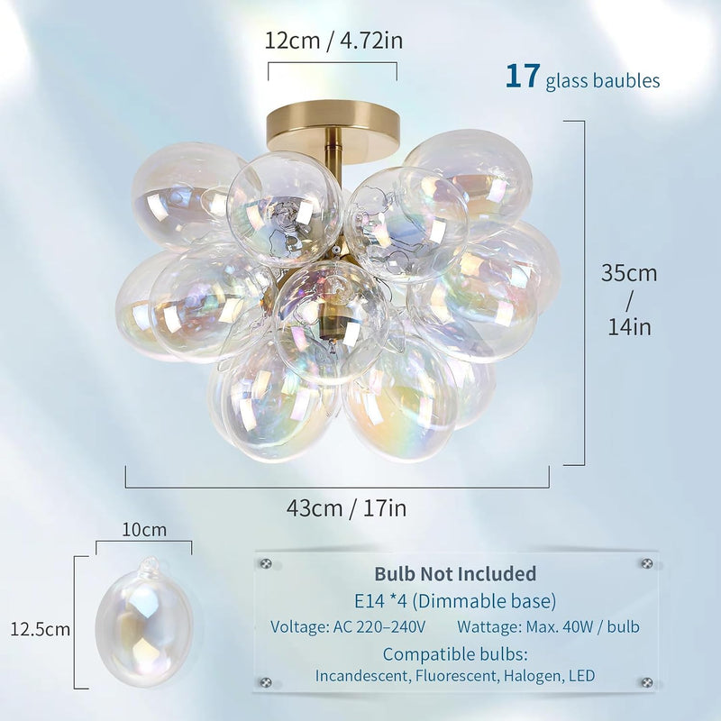Floral Ceramic Glass Chandelier 5 Light E14 Dimmable