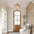 Floral Ceramic Glass Chandelier 5 Light E14 Dimmable