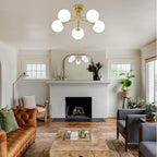 Floral Ceramic Glass Chandelier 5 Light E14 Dimmable