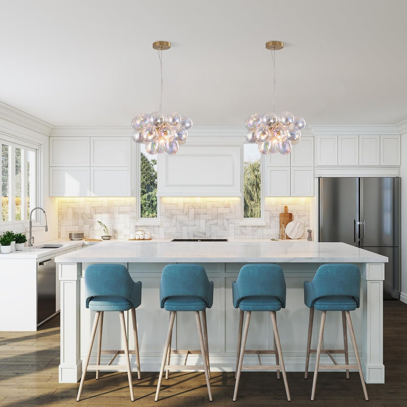 Floral Ceramic Glass Chandelier 5 Light E14 Dimmable