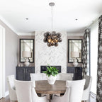 Floral Ceramic Glass Chandelier 5 Light E14 Dimmable