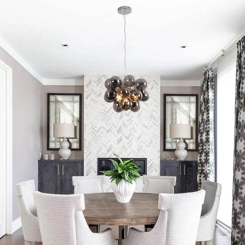Floral Ceramic Glass Chandelier 5 Light E14 Dimmable