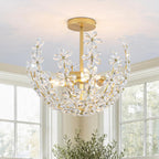 Floral Crystal Ceiling Light 3-Light Chandelier