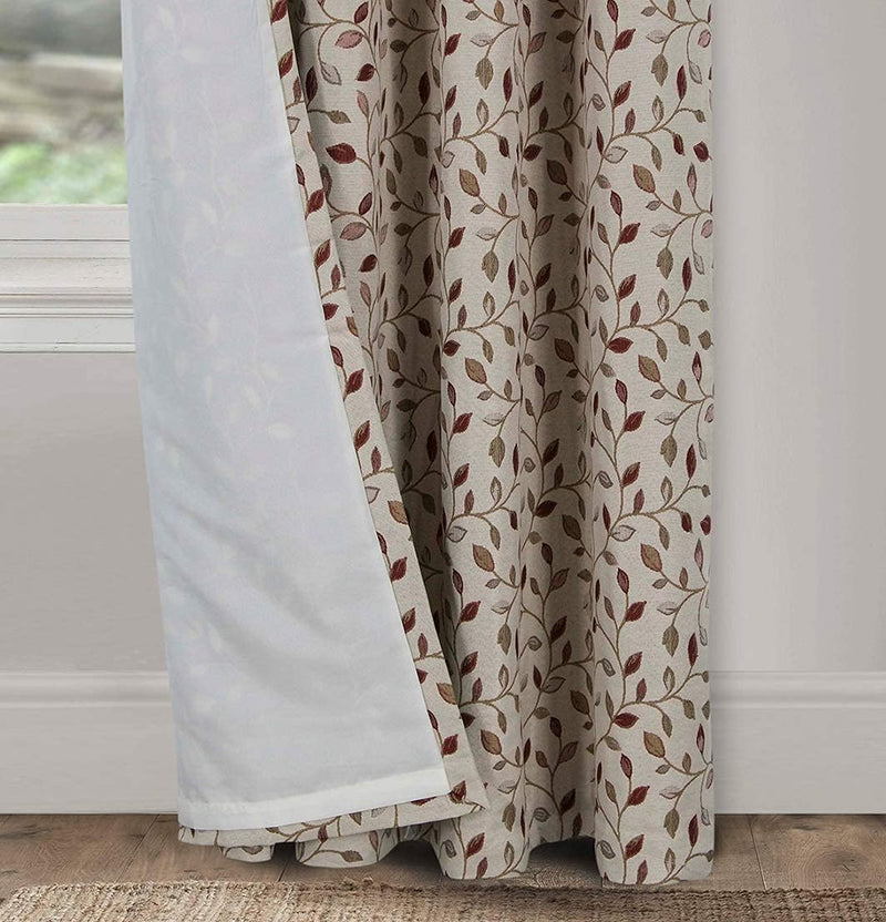 Floral Jacquard Curtains Pencil Pleat Lined Curtain