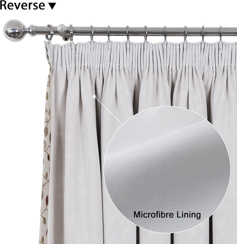 Floral Jacquard Curtains Pencil Pleat Lined Curtain